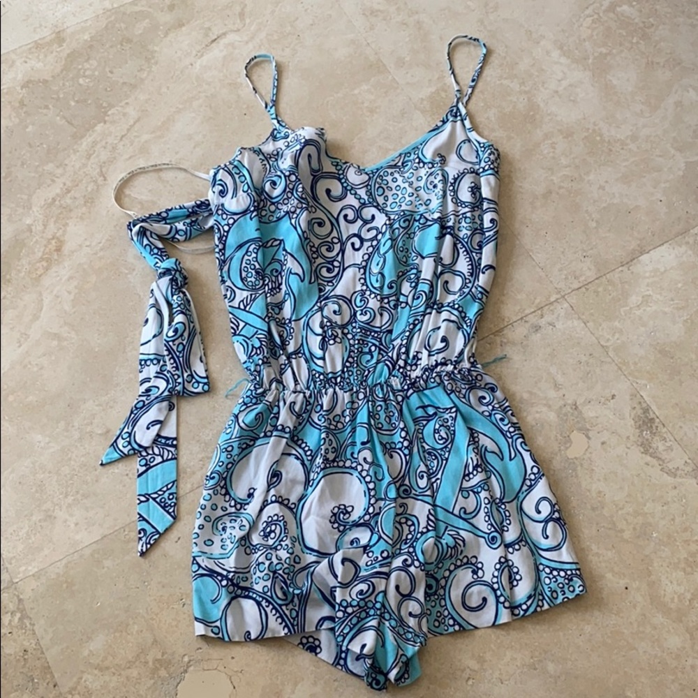 Lilly Pulitzer blue and white patterned romper